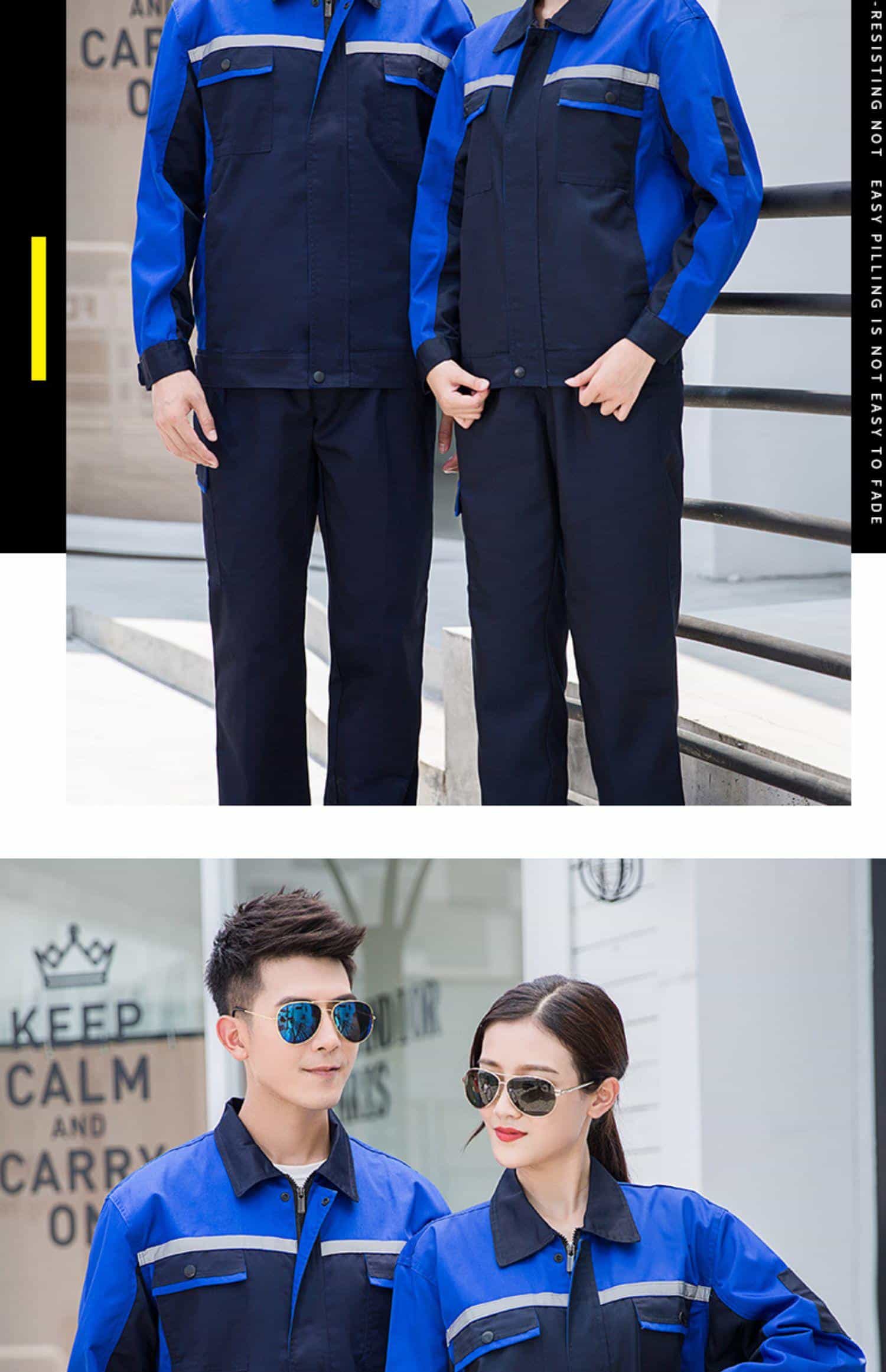 长袖工作服套装男耐磨汽修车间厂服春秋反光条工装电焊劳保服定制