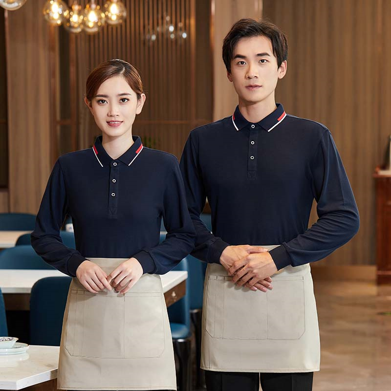 服务员工作服餐饮快餐店小吃店烧烤店饭店奶茶麦当劳印字秋季长袖女